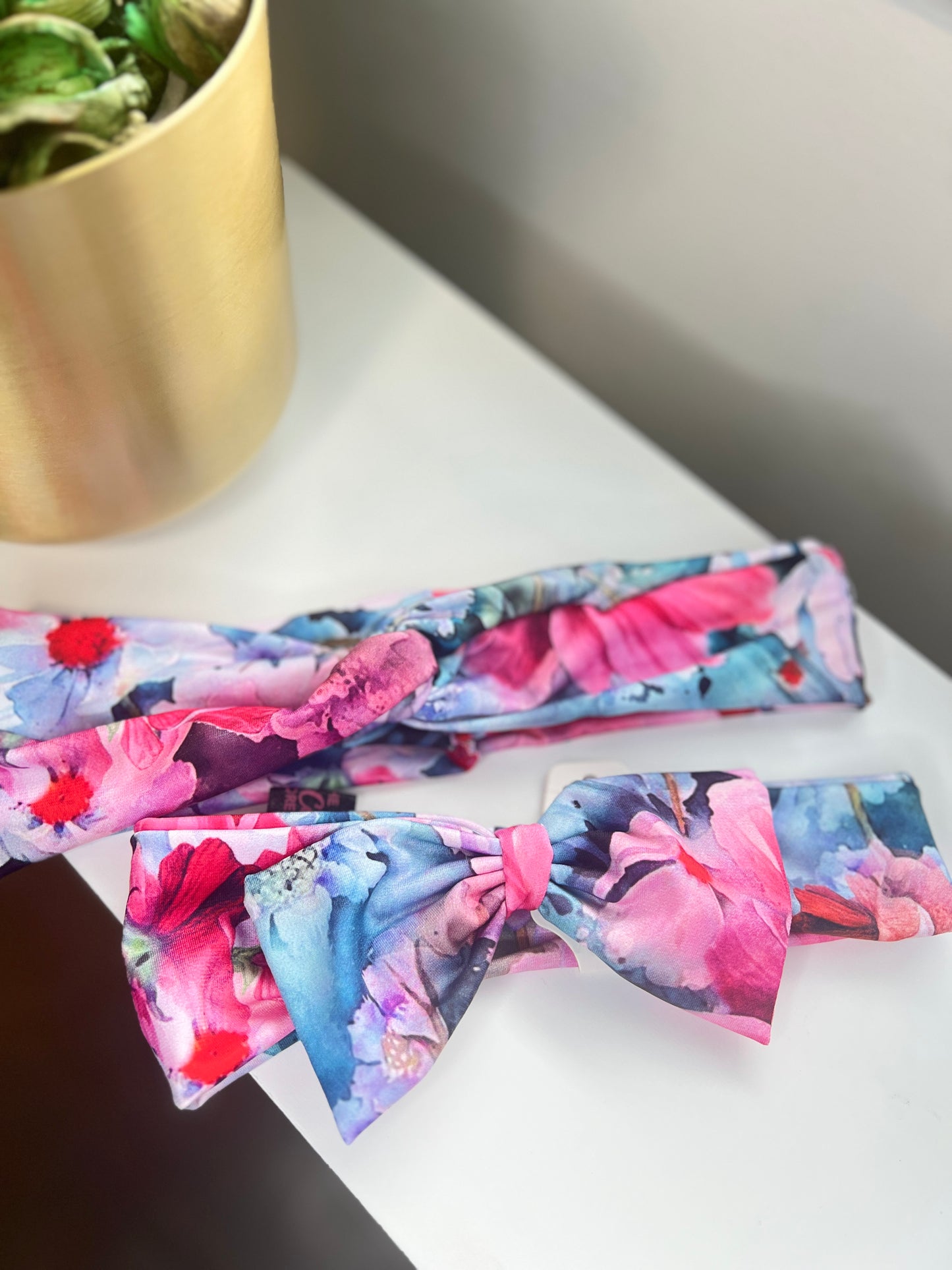 Handmade Pink Floral Headband – Twist Knot Boho Hair Accessory