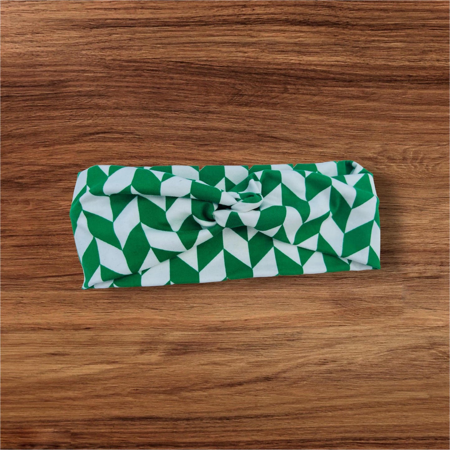 Green & White Twist Headband β Soft Jersey Fabric | Handmade in Canada, Comfortable & Stylish