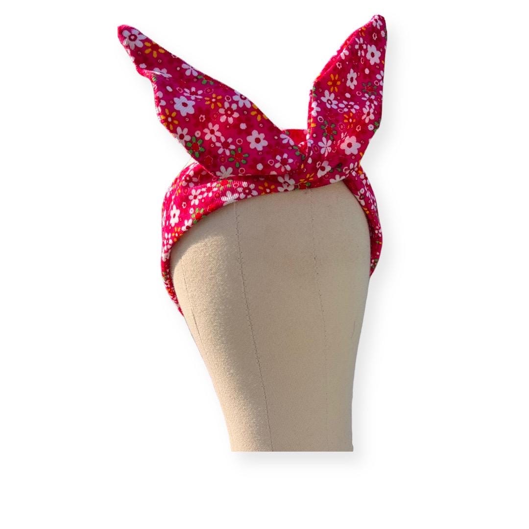 Gift for her Corduroy wire headband | Pink flowery headband| Twist headband