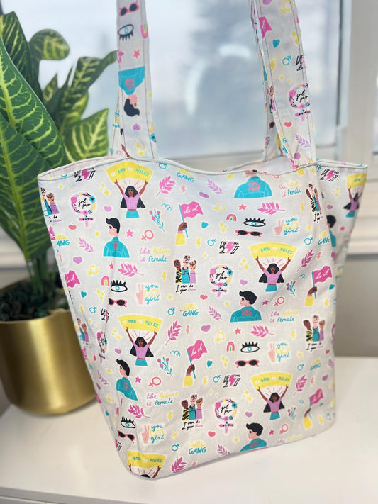Handmade Feminist Tote Bag | Empowering Canvas Bag | Bold Statement Accessory for Everyday Use