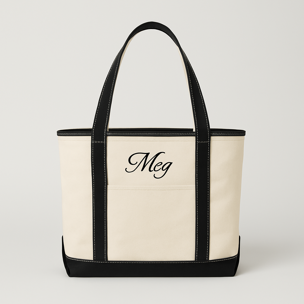 Personalized Canvas Tote Bag – Custom Name or Monogram Embroidered Tote