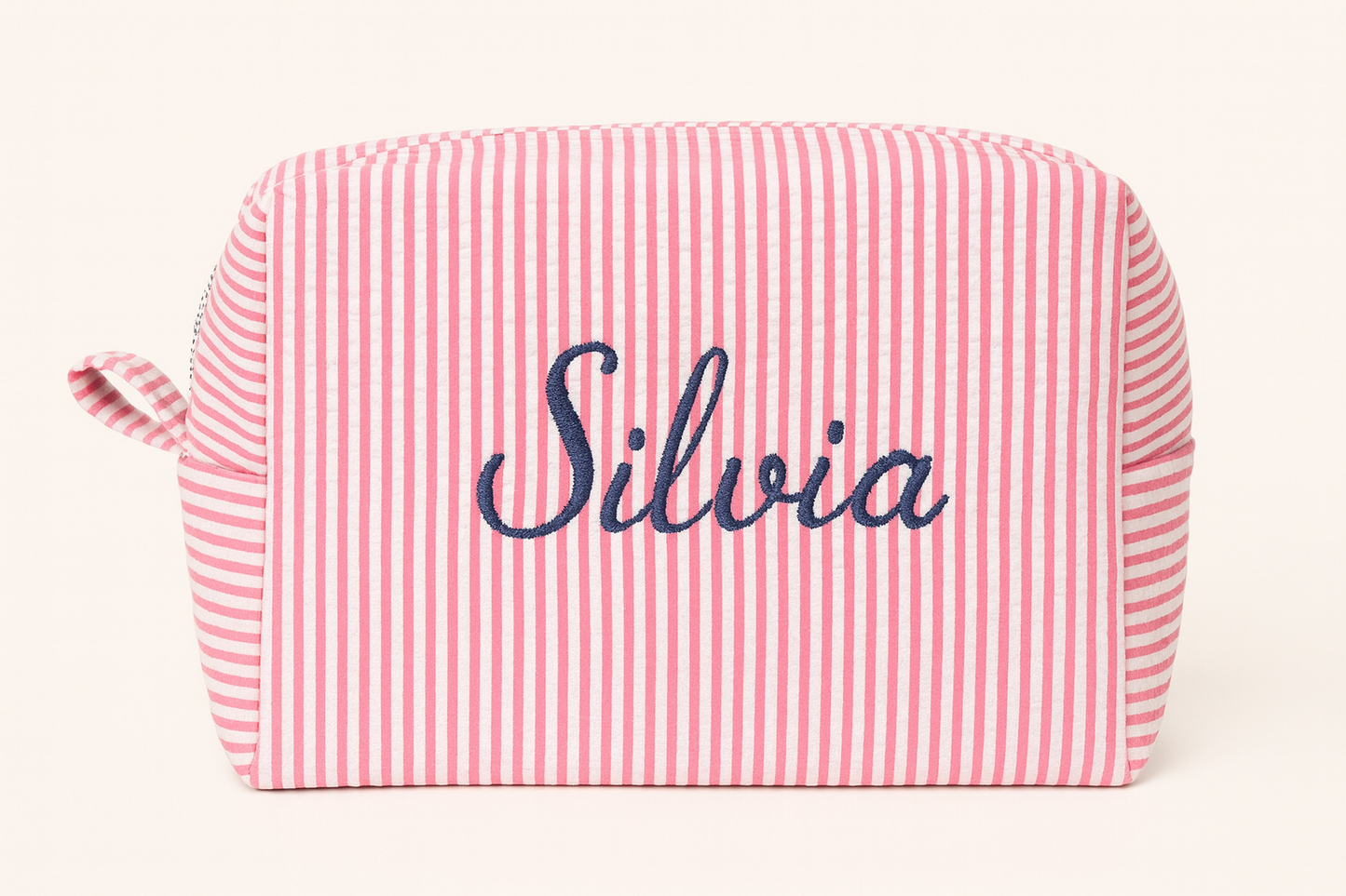 Personalized Embroidered Seersucker Bag, Embroidered | Handmade & Personalized Pouch