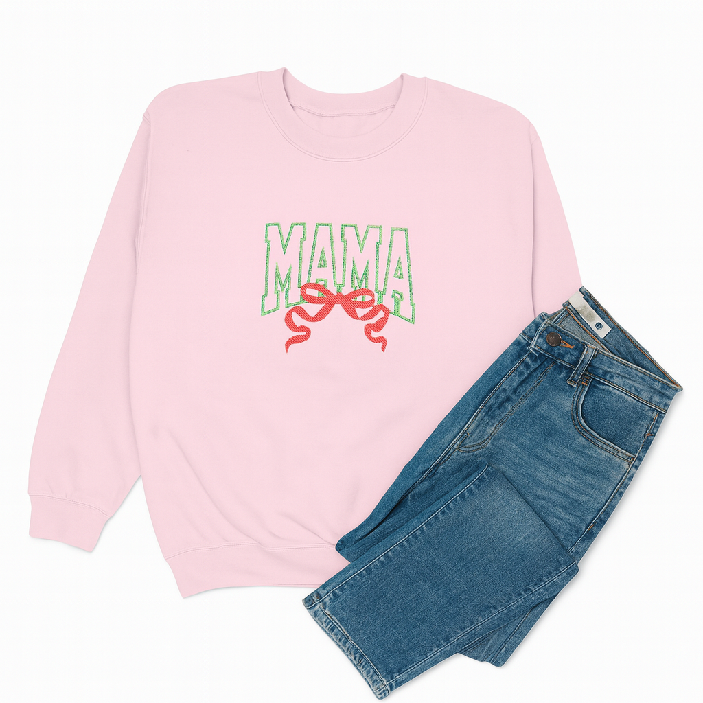 MAMA Bow Embroidered Sweatshirt
