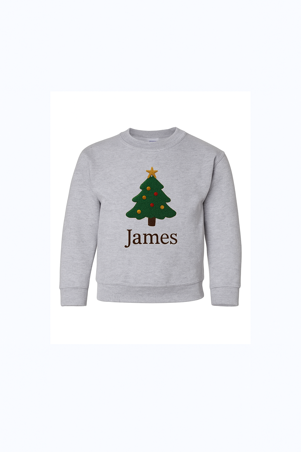 Personalized Kids Christmas Tree Sweatshirt – Custom Name Holiday Sweater