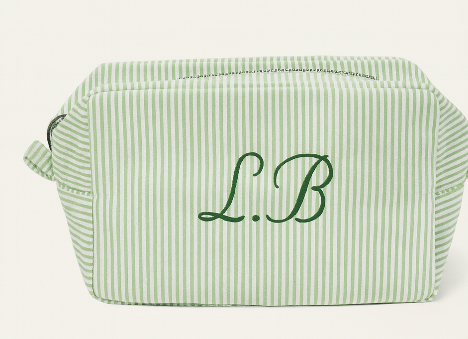 Personalized Embroidered Seersucker Bag, Embroidered | Handmade & Personalized Pouch