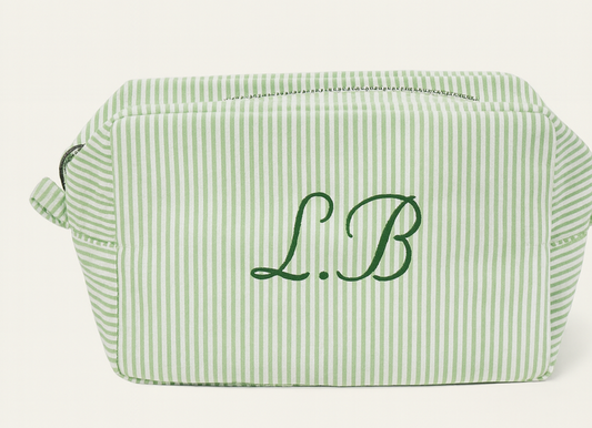 Personalized Embroidered Seersucker Bag, Embroidered | Handmade & Personalized Pouch