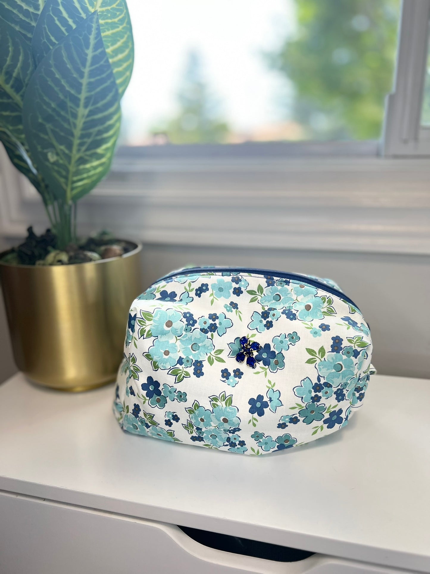 Everyday Queen Blue Floral | Handmade & Personalized  Pouch