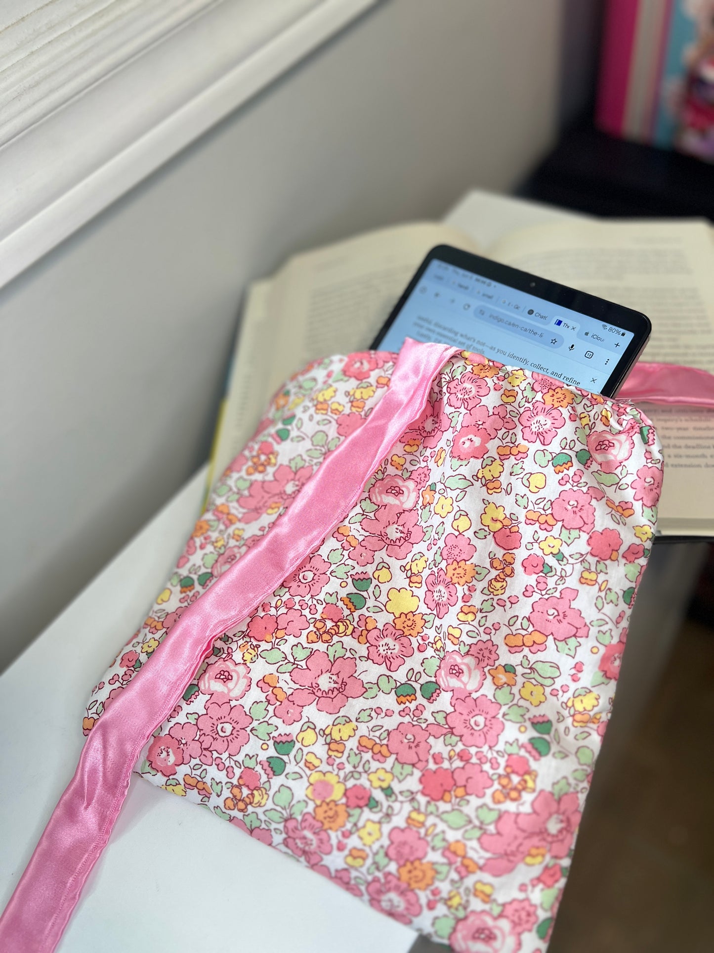 Plot Twist Pink Floral Book/E-Reader Sleeve – Handmade, Protective & Stylish