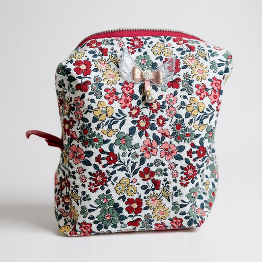 Morning Hustle Red Floral | Handmade & Personalized Travel Toiletry Pouch