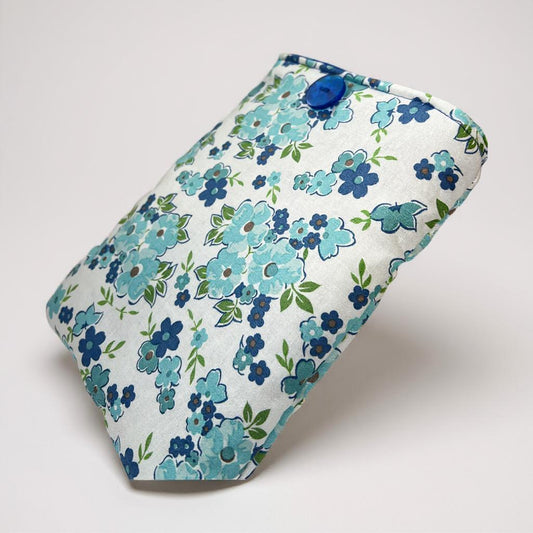 Read & Go Blue Floral Book/E-Reader Sleeve – Handmade, Protective & Stylish