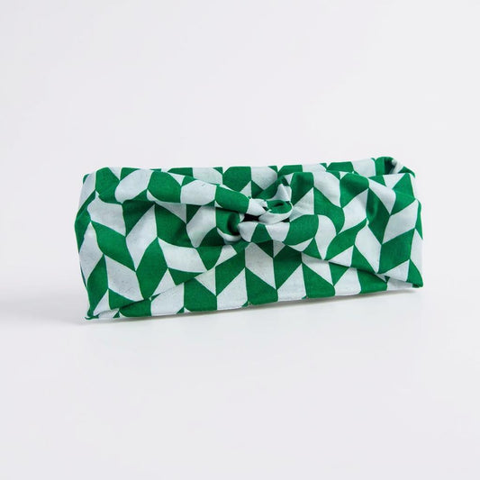 Green & White Twist Headband – Soft Jersey Fabric | Handmade in Canada, Comfortable & Stylish