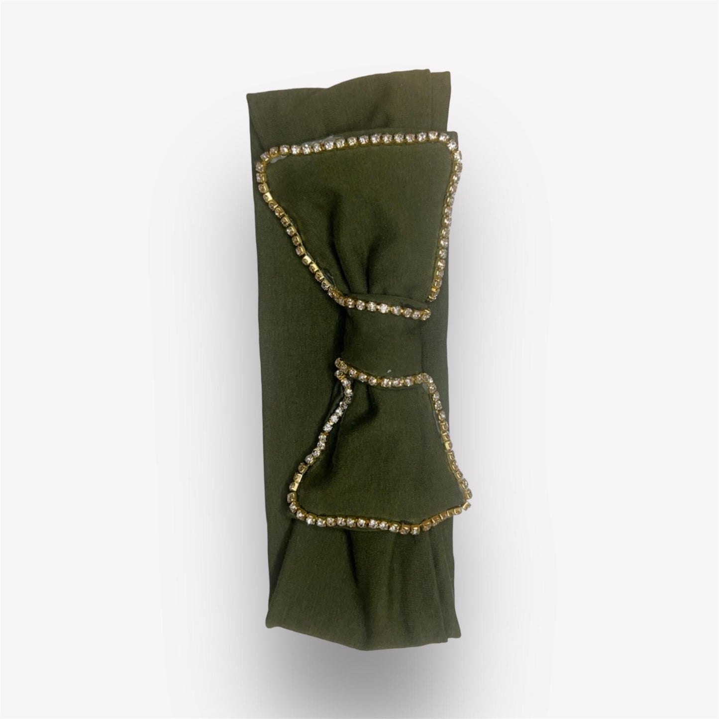 Beaded headband| Crystal headband | stylish Stretchy twist, gift for women- Olive Green