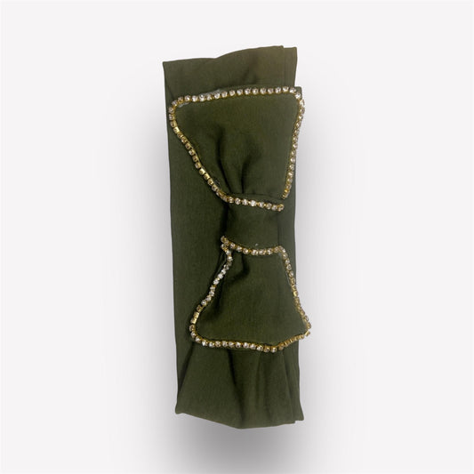 Beaded headband| Crystal headband | stylish Stretchy twist, gift for women- Olive Green