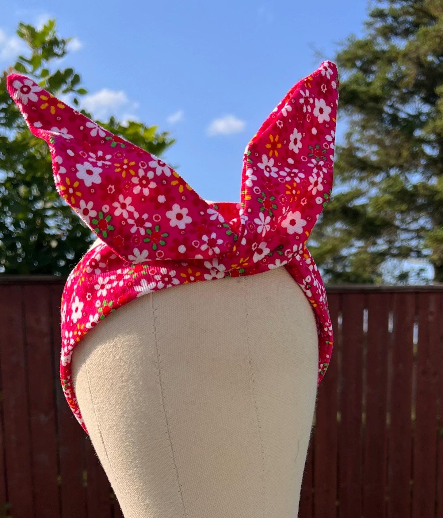 Gift for her Corduroy wire headband | Pink flowery headband| Twist headband