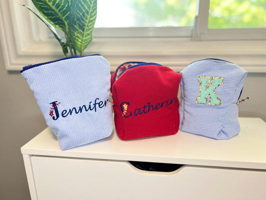Personalized Embroidered Makeup Bag for Women | Handmade Cosmetic Pouch | Travel Toiletry Organizer | for bestfriend/brides