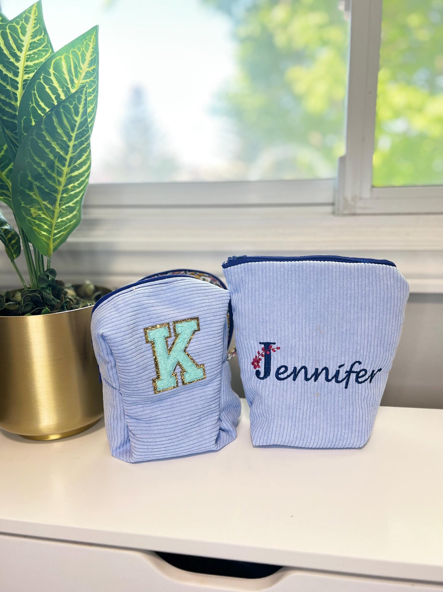 Personalized Embroidered Makeup Bag for Women | Handmade Cosmetic Pouch | Travel Toiletry Organizer | for bestfriend/brides